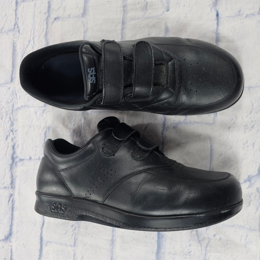 SAS VTO Walking Shoes Mens 12 WW Black Leather Double Strap Comfort Sneakers